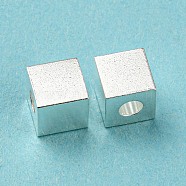 201 Stainless Steel Bead, Cube, Silver, 6x6x6mm, Hole: 2.5mm(STAS-H180-07S)