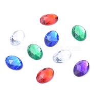 Imitation Taiwan Acrylic Rhinestone Cabochons, Faceted, Flat Back Oval, Mixed Color, 18x13x4mm, about 500pcs/bag(GACR-A008-13x18mm-M)