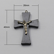 Non-magnetic Hematite Pendants, Grade A, with Iron Findings, Horse, Black, 40x26x6mm, Hole: 2mm(G-Q894-30)