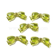 Transparent Acrylic Beads, Golden Metal Enlaced, Bowknot, Goldenrod, 14x29x6mm, Hole: 1.6mm, 471pcs/500g(OACR-Q016-12A)