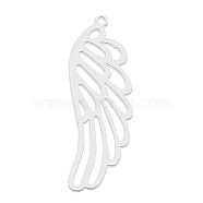201 Stainless Steel Pendants, Laser Cut, Wing, Stainless Steel Color, 40x14x1mm, Hole: 1.6mm(STAS-S105-LA761-1)