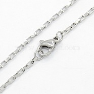 Unisex 304 Stainless Steel Box Chain Necklaces, with Lobster Claw Clasps, Stainless Steel Color, 17.7 inch(45cm)(STAS-O037-70P)