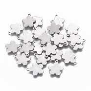 201 Stainless Steel Charms, Flower, Stainless Steel Color, 13.5x12x1mm, Hole: 1.2mm(X-STAS-L234-097P)