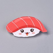 Acrylic Badges Brooch Pins, Cute Lapel Pin, for Clothing Bags Jackets Accessory DIY Crafts, Salmon Sushi, Red, 29.5x56x8mm, Pin: 0.8mm(JEWB-E676-59)