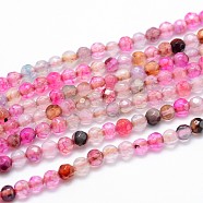 Dyed Natural Agate Faceted Round Beads Strands, Violet, 6mm, Hole: 1mm, 14.5 inch, about 63pcs/strand(G-P097-32)
