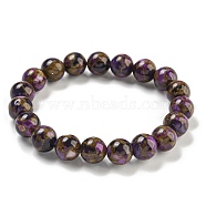 Round Synthetic Gold Clinquant Stone Stretch Bracekets, Dyed Bracekets for Men Women, Violet, Inner Diameter: 2 inch(5cm)(G-P549-02A-05)