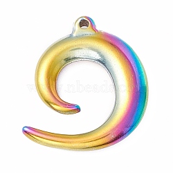 Ion Plating(IP) 304 Stainless Steel Pendants, Moon, Rainbow Color, 29.5x25x5mm, Hole: 1.8mm(STAS-C049-27M)