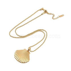 304 Stainless Steel Pendant Necklaces, Shell Shape, Golden, 17.91 inch(45.5cm)(NJEW-Z033-01G)