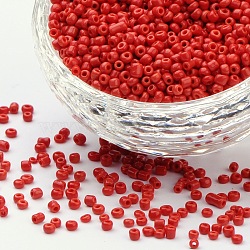 (Repacking Service Available) Glass Seed Beads, Opaque Colours Seed, Small Craft Beads for DIY Jewelry Making, Round, Crimson, 12/0, 2mm(SEED-C019-2mm-45B)