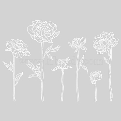 PVC Wall Stickers, for Home Living Room Bedroom Wall Decoration, Black, Peony Pattern, 350x800mm(DIY-WH0377-186)