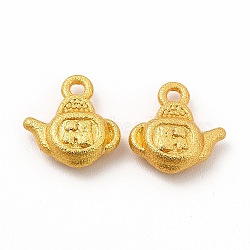 Rack Plating Alloy Pendants, Teapot Charm, Matte Gold Color, 13.5x13x4.7mm, Hole: 1.8mm(PALLOY-A001-23MG)