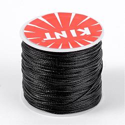 Round Waxed Polyester Cords, Twisted Cord, Black, 0.5mm, about 115.92 yards(106m)/roll(YC-K002-0.5mm-20)
