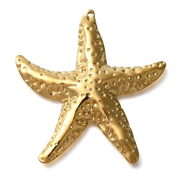 Ion Plating(IP) 304 Stainless Steel Big Pendants, Starfish Charm, Real 18K Gold Plated, 50x46.5x5.5mm, Hole: 1.4mm(STAS-I310-16G)