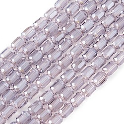 Electroplate Glass Beads Strands, Faceted, AB Color, Column, Plum, 4x5~6mm, Hole: 1mm, about 80pcs/strand, 15.75''(40cm)(EGLA-D031-01V)