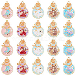 20Pcs 5 Styles Alloy Enamel Pendants, Golden, Wishing Bottle Charm, Mixed Color, 34x23x1.5mm, Hole: 1.8mm, 4pcs/style(ENAM-CJ0005-43)