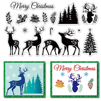 PVC Plastic Stamps, for DIY Scrapbooking, Photo Album Decorative, Cards Making, Stamp Sheets, Reindeer Pattern, 16x11x0.3cm