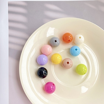 Opaque Acrylic Beads, Round, Mixed Color, 16mm