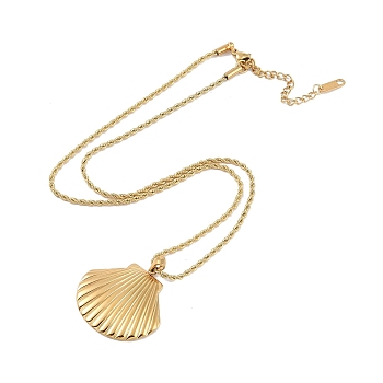 304 Stainless Steel Pendant Necklaces, Shell Shape, Golden, 17.91 inch(45.5cm)