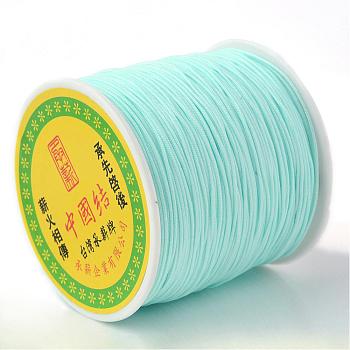 Braided Nylon Thread, Chinese Knotting Cord Beading Cord for Beading Jewelry Making, Pale Turquoise, 0.8mm, about 100yards/roll