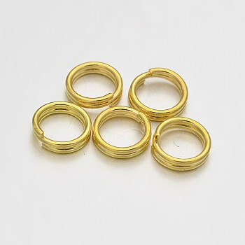 Brass Split Rings, Double Loops Jump Rings, Golden, 6x1.5mm, Inner Diameter: 5mm, about 480pcs/50g