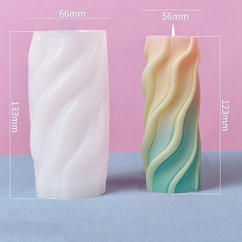 Wavy Pillar DIY Silicone Candle Molds, Aromatherapy Candle Moulds, Scented Candle Making Molds, White, 6.6x6.3x13.3cm