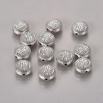 Flat Round Tibetan Style Alloy Beads, Cadmium Free & Nickel Free & Lead Free, Antique Silver, 10x5mm, Hole: 1mm
