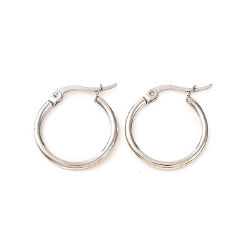 Non-Tarnish 304 Stainless Steel Hoop Earrings for Women, Ring, Stainless Steel Color, 25x20x2mm, Pin: 13x1mm