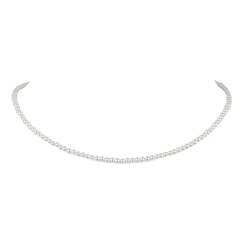 Shell Pearl Beaded Necklaces, Round, White, 16.10 inch(40.9cm)