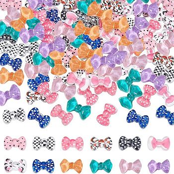 Olycraft 120Pcs 12 Styles Bowknot Resin Cabochons, Nail Art Decoration Accessories for Women, Mixed Color, 120pcs/box