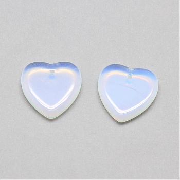 Opalite Pendants, Heart, 18x18x3.5mm, Hole: 1mm