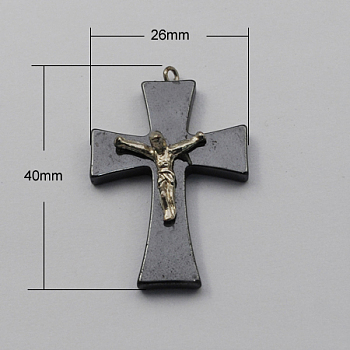 Non-magnetic Hematite Pendants, Grade A, with Iron Findings, Horse, Black, 40x26x6mm, Hole: 2mm