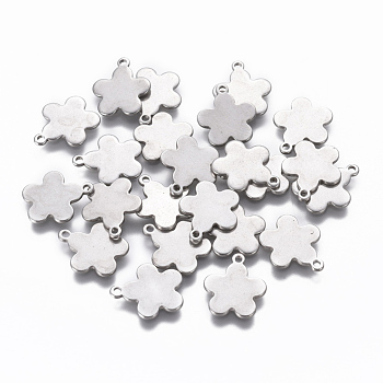 201 Stainless Steel Charms, Flower, Stainless Steel Color, 13.5x12x1mm, Hole: 1.2mm