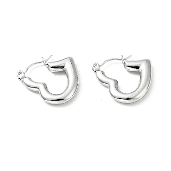 304 Stainless Steel Heart Hoop Earrings for Women, Stainless Steel Color, 20x20x3mm, Pin: 0.8mm