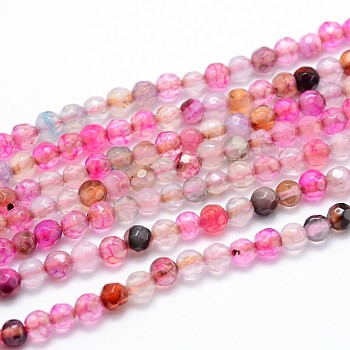 Dyed Natural Agate Faceted Round Beads Strands, Violet, 6mm, Hole: 1mm, 14.5 inch, about 63pcs/strand