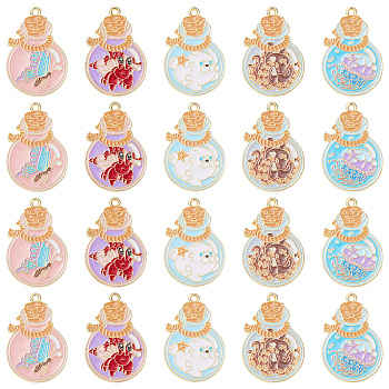 20Pcs 5 Styles Alloy Enamel Pendants, Golden, Wishing Bottle Charm, Mixed Color, 34x23x1.5mm, Hole: 1.8mm, 4pcs/style