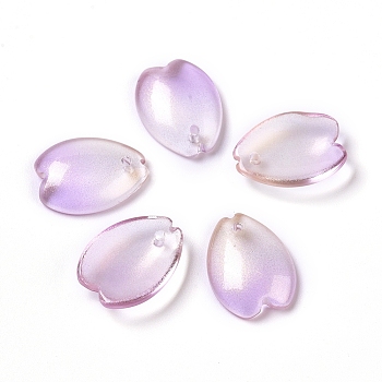 Two Tone Handmade Lampwork Pendants, for Jewelry Making, Petal, Violet, 15.5x11.5x4mm, Hole: 1.2mm