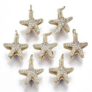 Real 18K Gold Plated Clear Star Brass+Cubic Zirconia Pendants