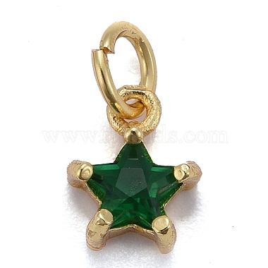 Real 18K Gold Plated Teal Star Brass+Cubic Zirconia Charms