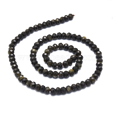Natural Golden Sheen Obsidian Beads Strands(G-E569-I02)-2