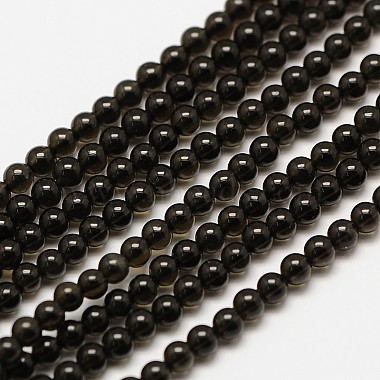 3mm Black Round Obsidian Beads