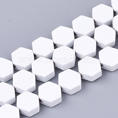 7mm White Hexagon Non-magnetic Hematite Beads