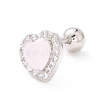Heart Cat Eye Stud Earrings for Women, Cartilage Earrings, Clear Cubic Zirconia Earrings with Screw Back Ball Tragus, Platinum, 8x8x3mm, Pin: 0.7mm(EJEW-A065-06P)