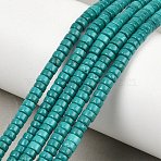 Natural Magnesite Beads Strands, Dyed & Heated, Disc, Heishi Beads, Medium Turquoise, 4x2mm, Hole: 1mm, about 168pcs/strand, 15.43''(39.2cm)(G-Z143-G01-01)