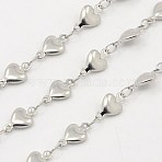Tarnish Resistant 3.28 Feet 304 Stainless Steel Heart Chains, Decorative Chains, Soldered, Stainless Steel Color, 5.5x2mm(X-CHS-K001-53-5.5mm)