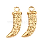 304 Stainless Steel Pendants, Wolf Tooth Shape Charms, Golden, 31x14.5x6.5mm, Hole: 3mm(STAS-Z202-02G)