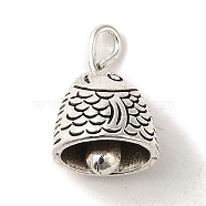 Tibetan Style Alloy Charms, Cadmium Free & Lead Free, Fish Shape Bell Charms, Antique Silver, 14x9.5x8mm, Hole: 2mm(X-TIBEP-L021-29AS)