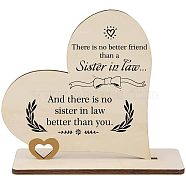Wooden Heart Table Decorations, Tabletop Centerpiece Signs, with Base, Gift for Sisters, Heart Pattern, Finished Product: 60x190x180mm(DJEW-WH0017-006)