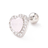Heart Cat Eye Stud Earrings for Women, Clear Cubic Zirconia Earrings with Screw Back Ball Tragus, Platinum, 8x8x3mm, Pin: 0.7mm(EJEW-A065-06P)