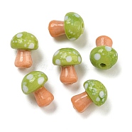 Handmade Lampwork Beads, Mushroom, Yellow Green, 13x10mm, Hole: 1.6mm(LAMP-F034-01B)