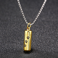 Stainless Steel Column Pendant Necklaces for Women, Urn Ashes Necklaces, Real 18K Gold Plated, no size(SF8174-4)